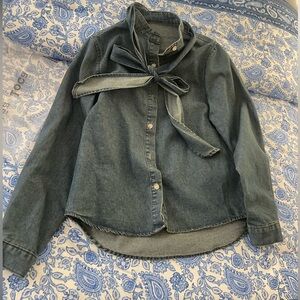 Denim Tie-Neck Women's denim button down